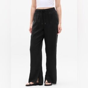 Athleta Retreat Linen Black Wide Leg Pants LP
